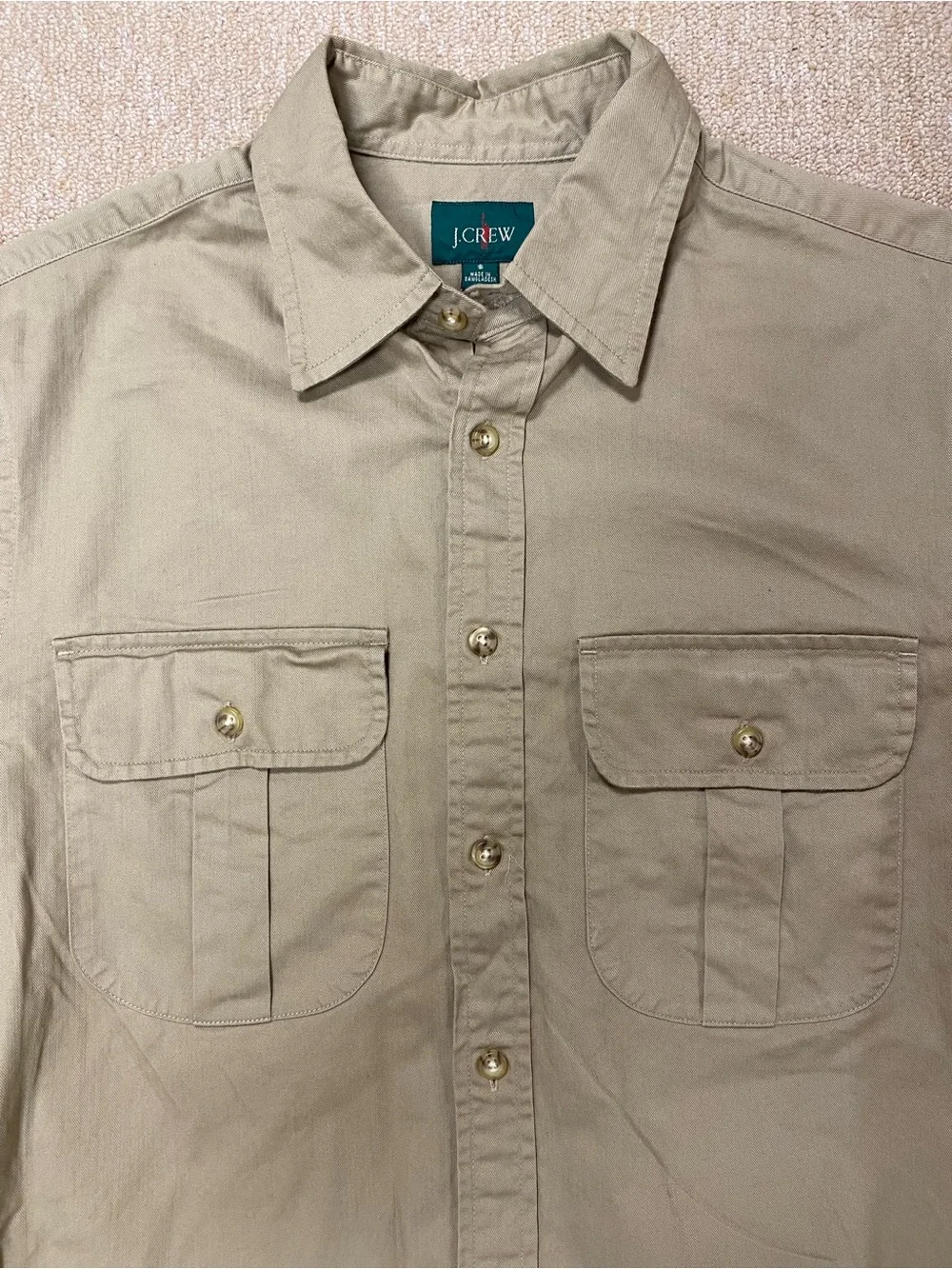 J. Crew Men's Button-Down Shirt in Light Khaki
